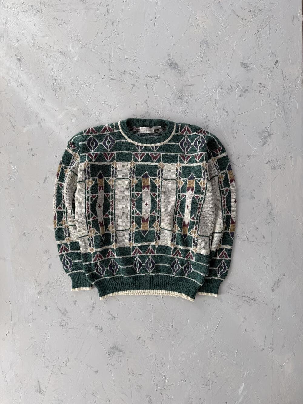 Vintage 90's teal cream knit